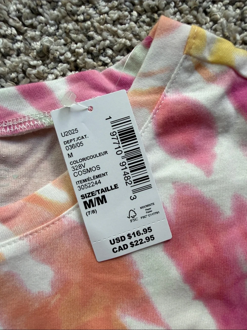 NWT 2 Girls' Rainbow Stripe & Tie-Dye Short Sleeve Tops flutter sleeve size M